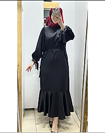 Saten kolları taşlı abiye